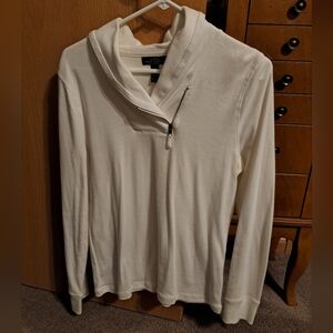 LRL Lauren Jeans Co Ralph Lauren White Mock-Hood Quarter-Zip Pull-Over - Size L